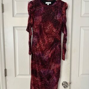 Plum calf length dress